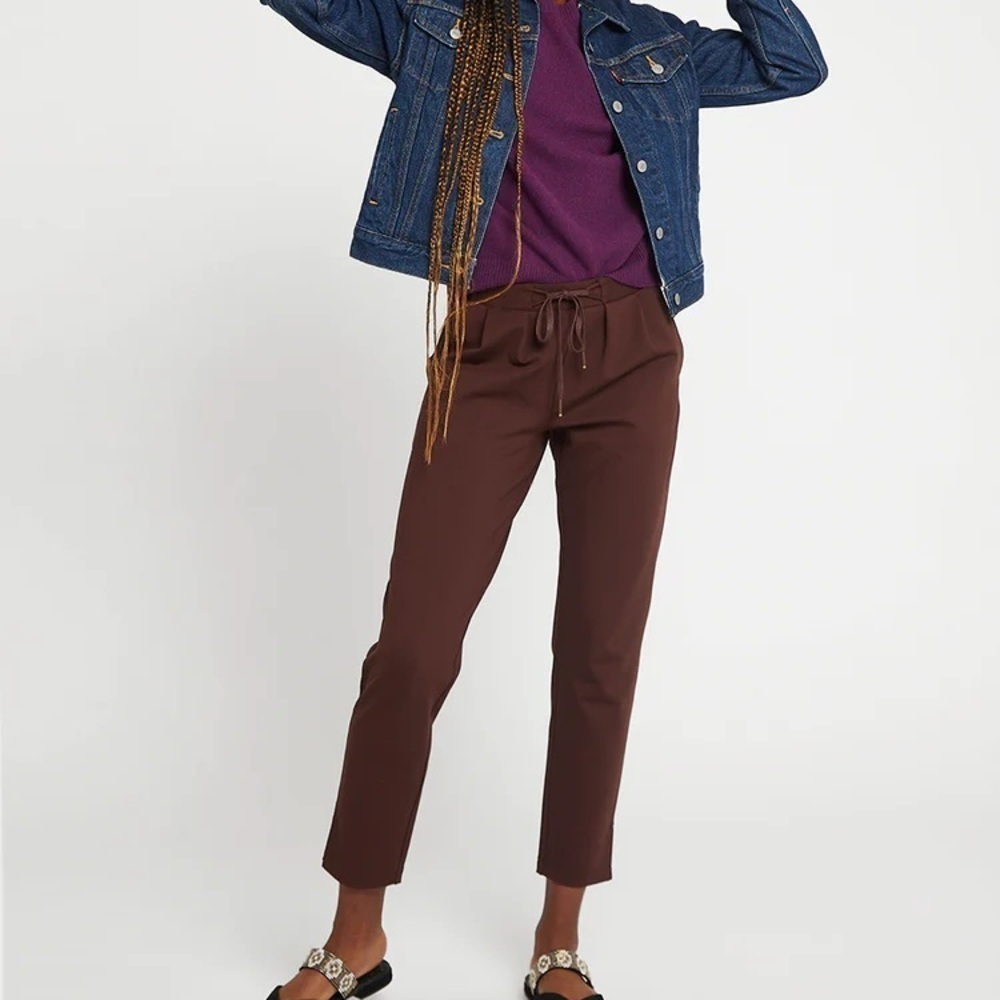 Betabrand SoHo Brown High Waist Stretch Pull On Ankle Crop Jogger Casual Pant